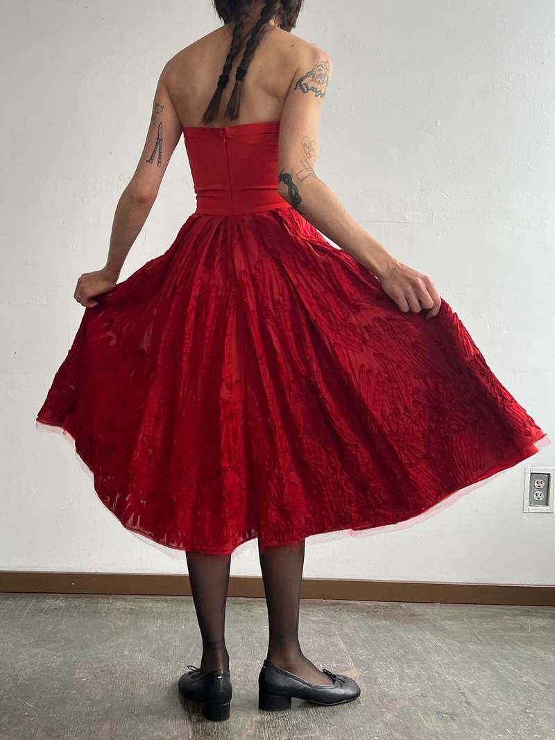 Vintage Donna Karan Ribbons Dress - Red | Garmentory