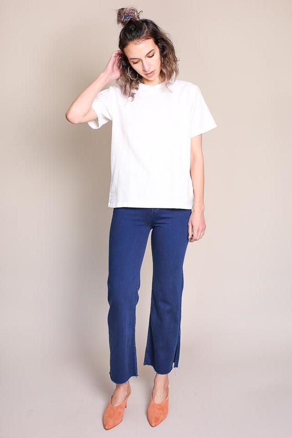 Umber & Ochre Woven T in White