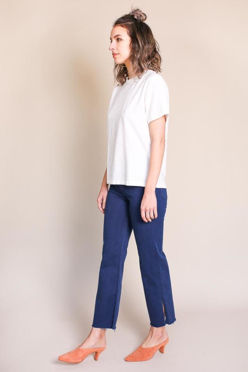 Umber & Ochre Woven T in White