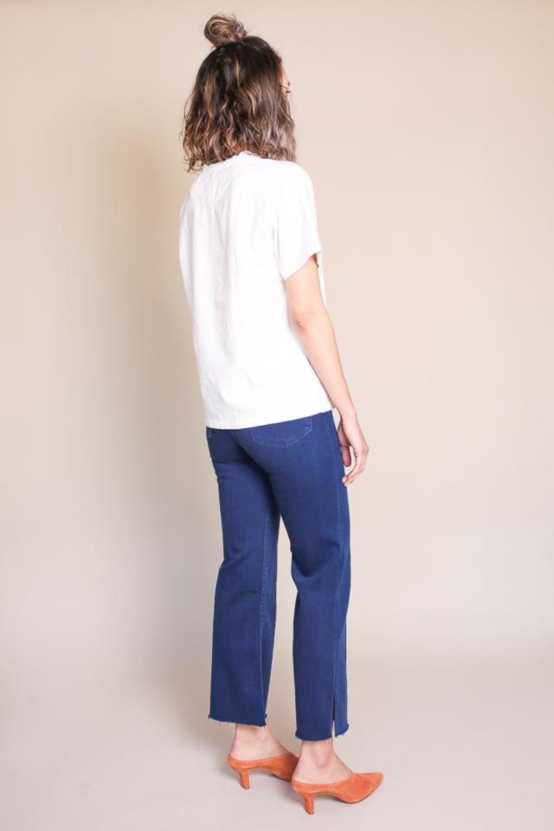 Umber & Ochre Woven T in White