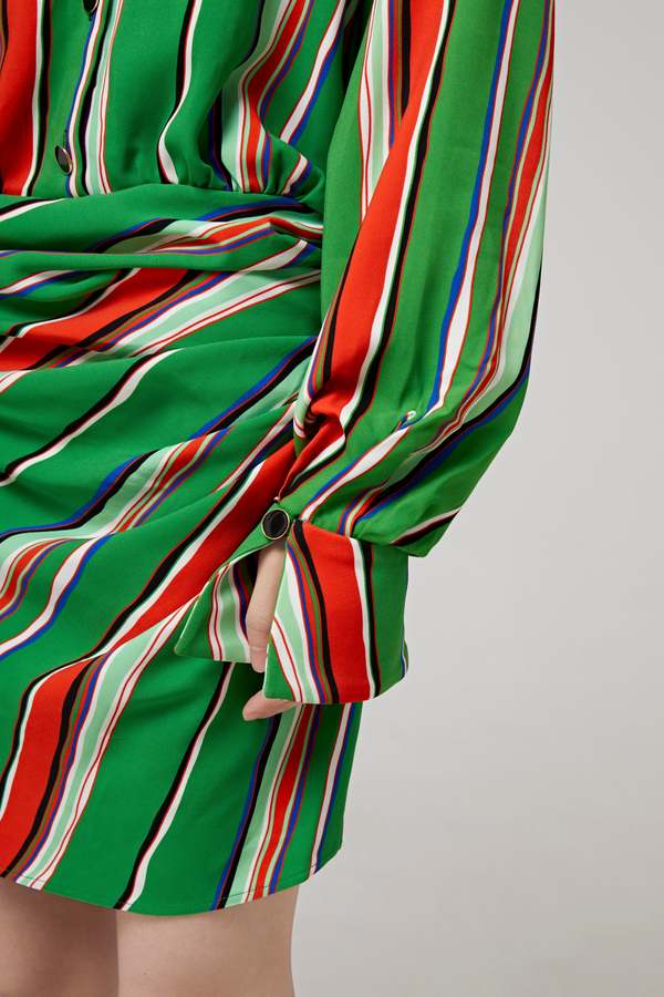 Oversized Raglan Gathered Shirt Mini Dress