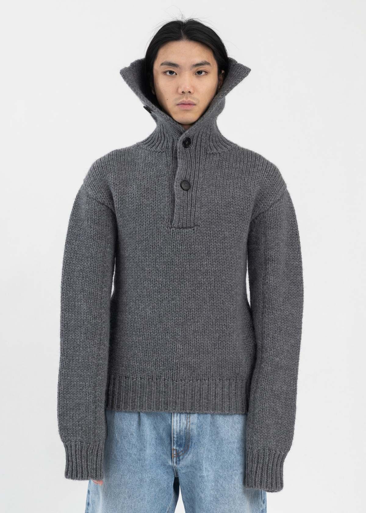 Hed Mayner Hi-Turtleneck Sweater - Medium Grey | Garmentory