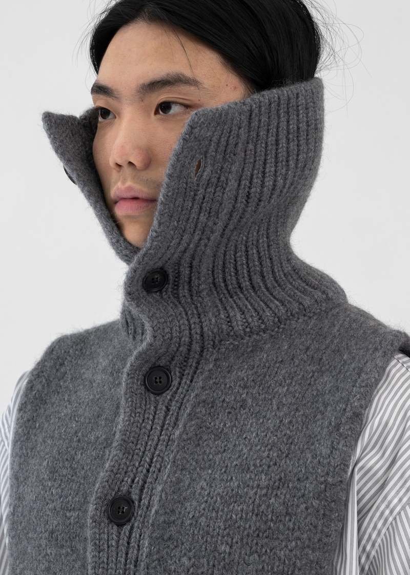 小物 HED MAYNER 21AW TURTLENECK SCARF Hed Mayner ASYMETRIC DESTROYED TURTLENECK SCARF - DARK BROWN
