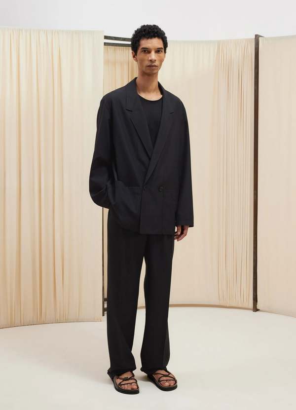 Lemaire Double Breasted Workwear Jacket - Marine Melange | Garmentory