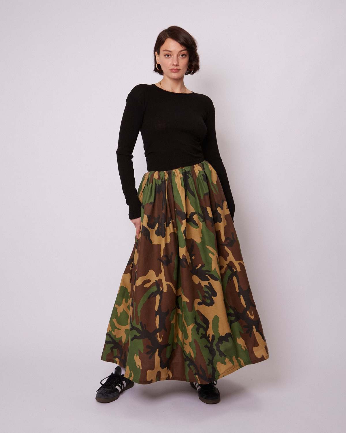 スカート [JUNGDO] DRAPING LAYERS SKIRT Dolce Mocha Ombre Satin Maxi Skirt – 12th Tribe