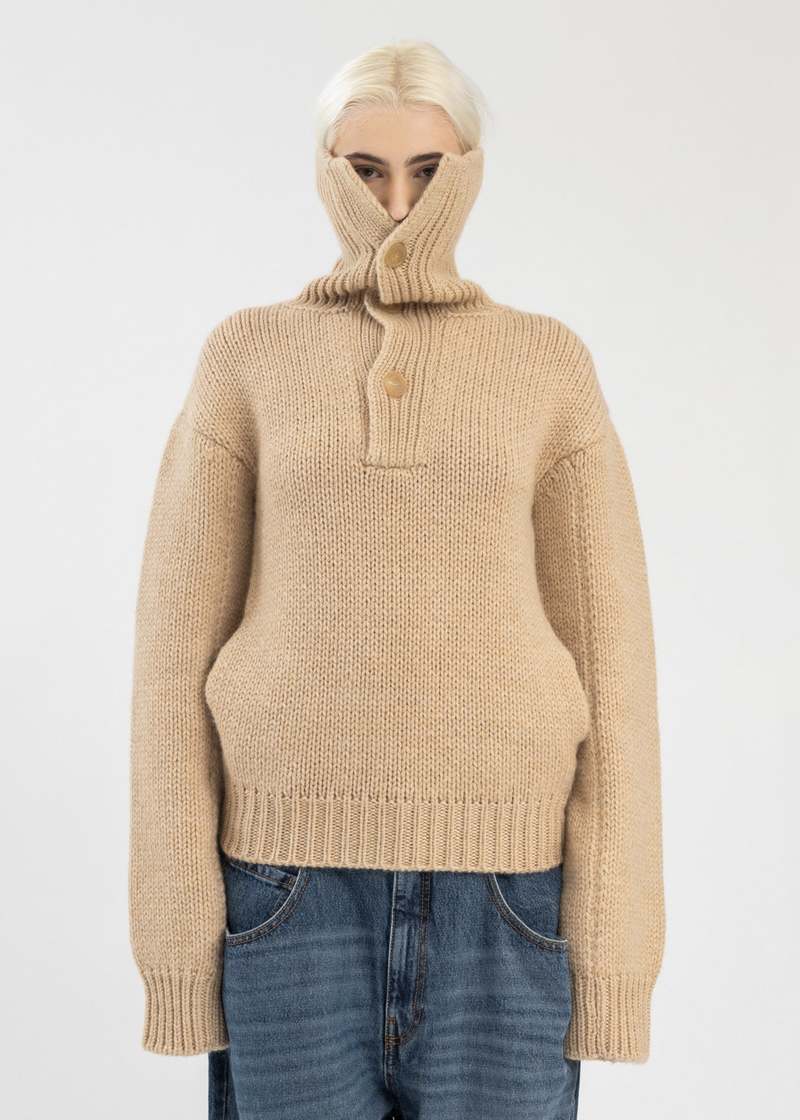 Hed Mayner Hi-Turtleneck Sweater - Medium Beige | Garmentory Hed Mayner Hi-Turtleneck Sweater - Medium Beige | Garmentory
