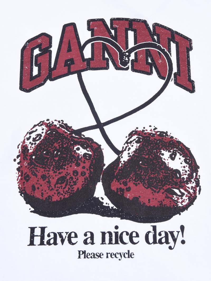 Ganni Basic Jersey Cherry Relaxed T-shirt - Bright White