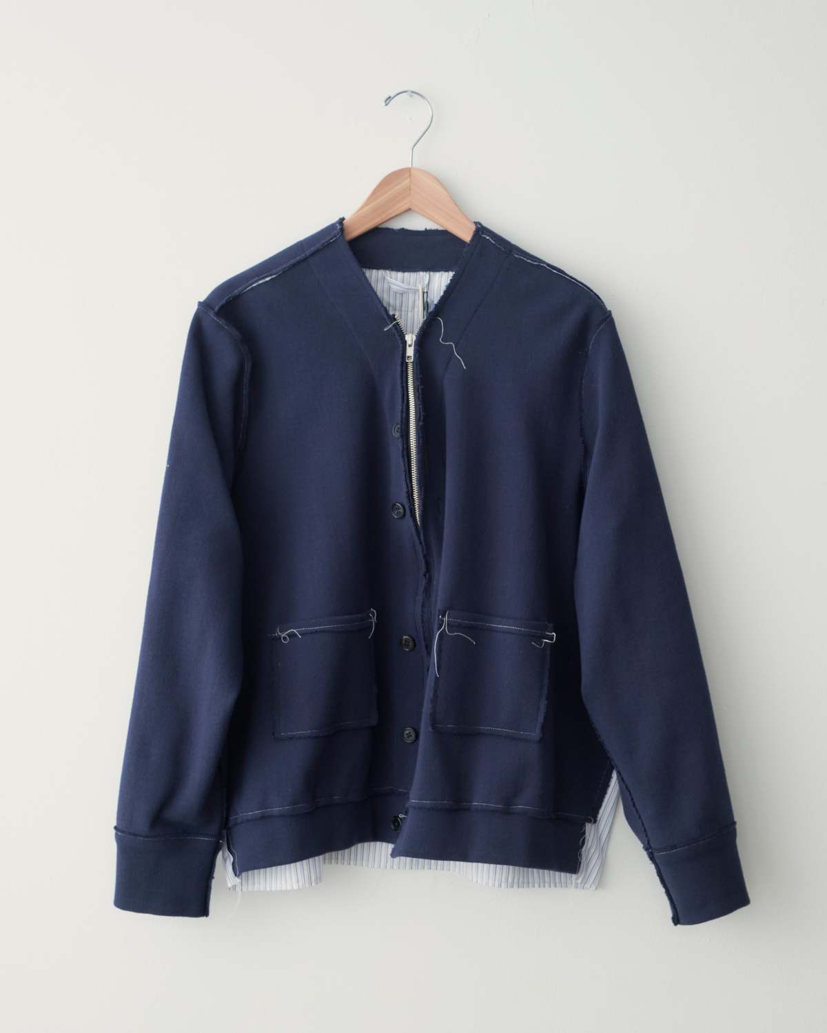 トップス camiel fortgens research cardigan S navy Research-Knitted-Zip-Cardigan-