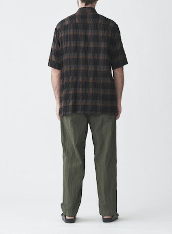 Sage de Cret Shirring Check Short Sleeve Open Collar Shirt