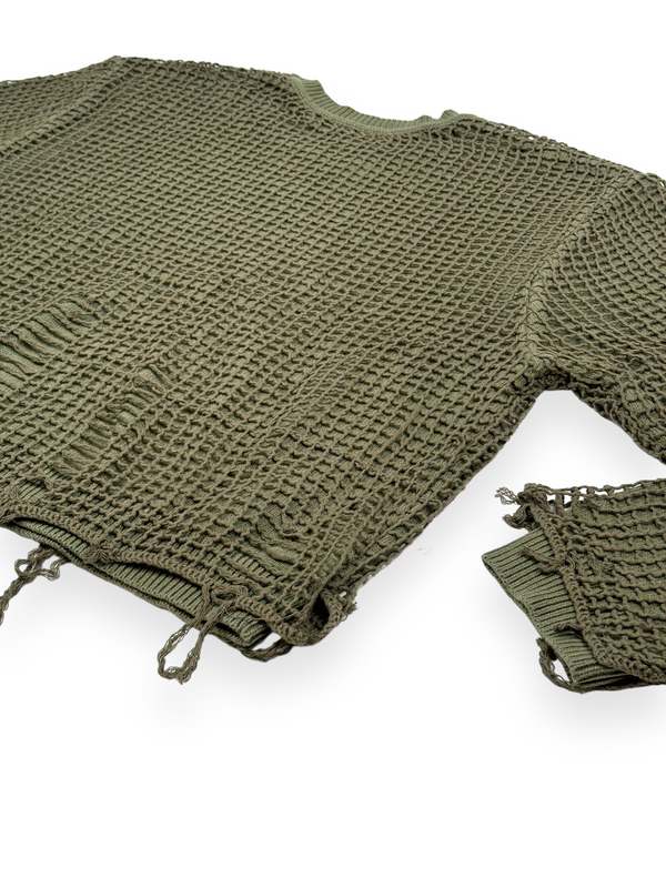 Kody Phillips Netted Sweater - Olive | Garmentory
