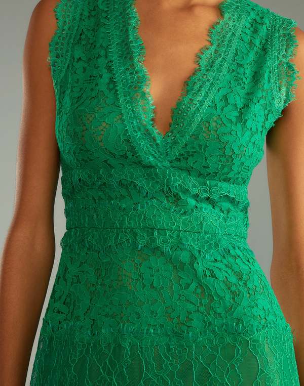 lace cover dress Tali French lace cover up V back topper in Ivory