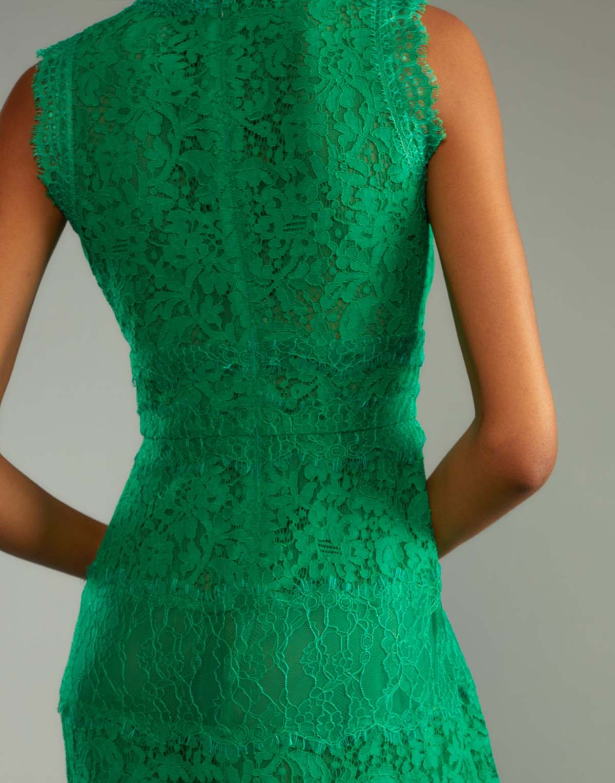 slim fit dress slacks Petit Four Lace Trim Dress