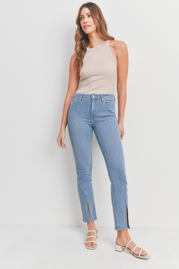Just Black Denim The Front Slit Slim Jean - Light Denim/Black