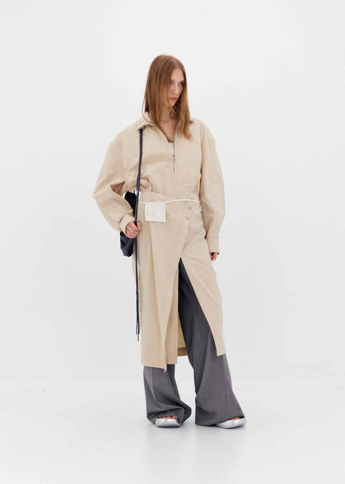 [LOW CLASSIC] / ☆ 24SS OVER FIT BELTED COAT / MELANGE GREY LOW CLASSIC Oversized Wool Coat - Grey Melange | Garmentory