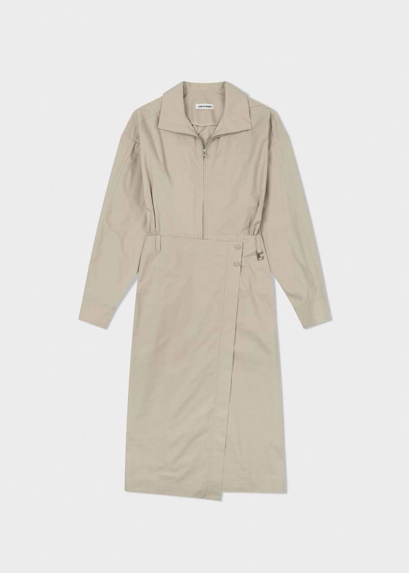 LOW CLASSIC SS24 Skirted Jumpsuit Coat - Beige | Garmentory