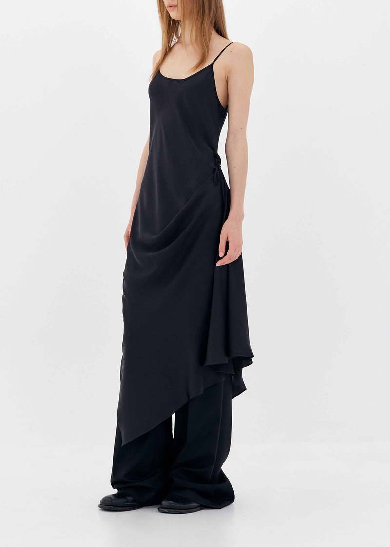 Asymmetric Midi Dress with High-Low Hem - Effortless Elegance