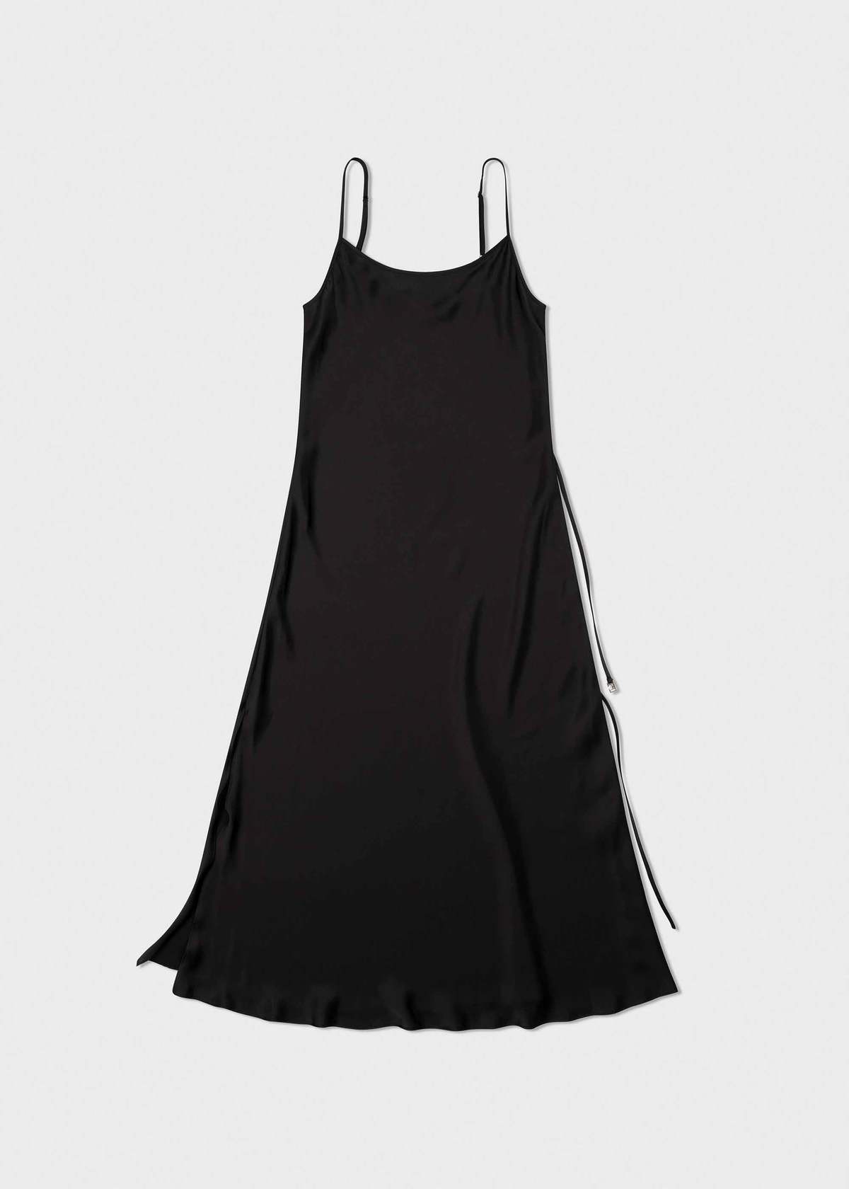 ASYMMETRIC SLEEVE PEARLS MIDI DRESS IN BLACK main image 1