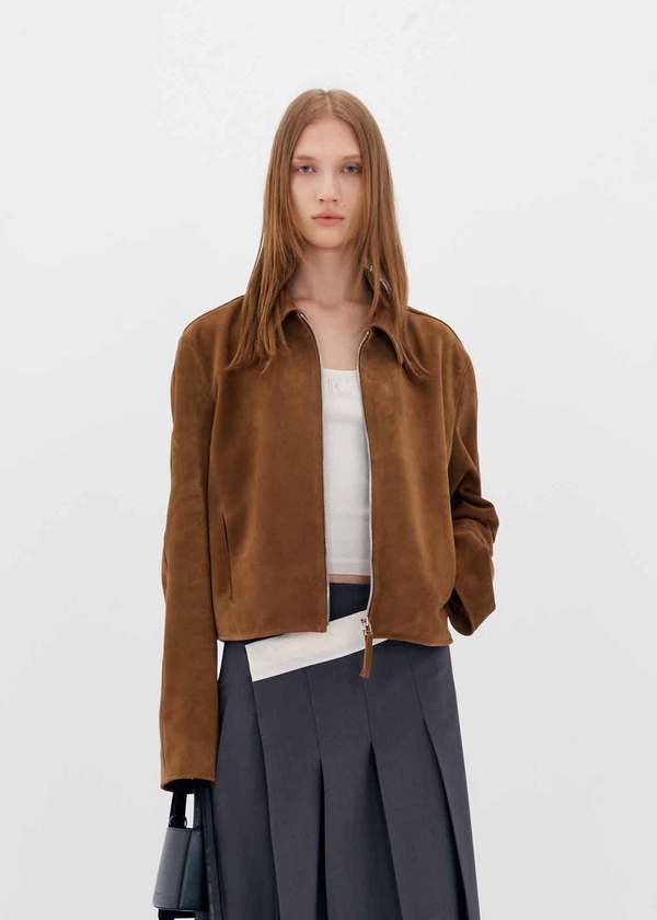 [LOW CLASSIC] / ☆ 25SS REAL LEATHER JACKET / CAMEL Mens Real Suede Leather Classic Zip Jacket Camel Turn Down
