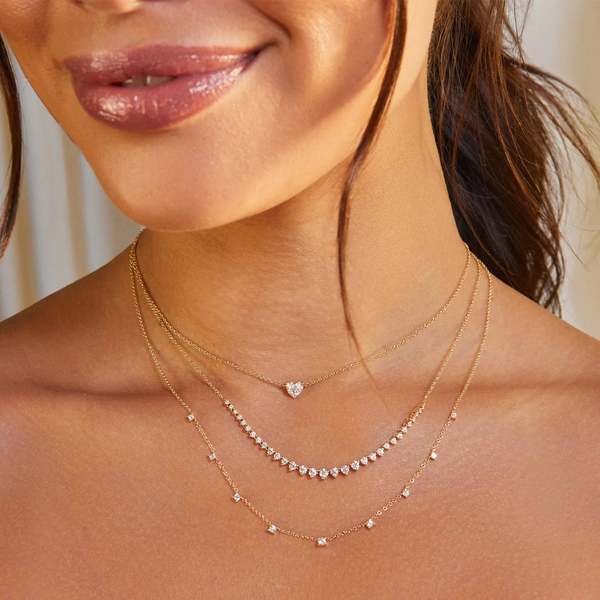 EF Collection 14KY Full Cut Diamond Heart Choker