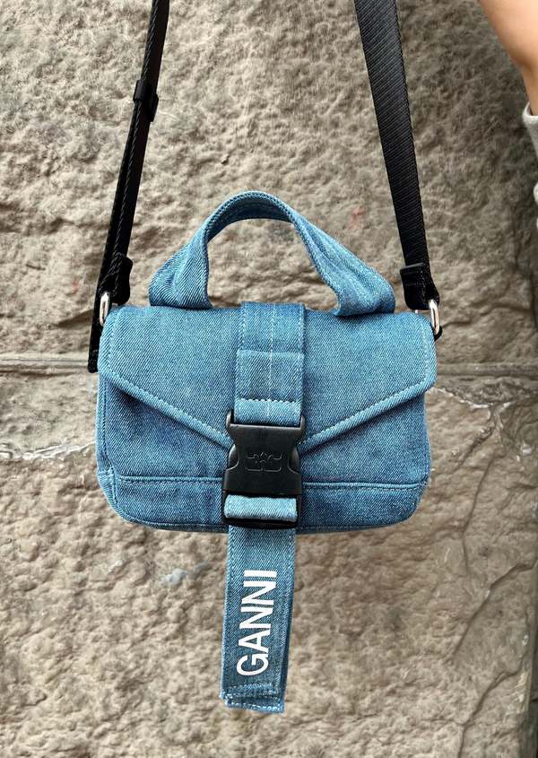 Ganni Recycled Tech Mini Satchel - Denim | Garmentory