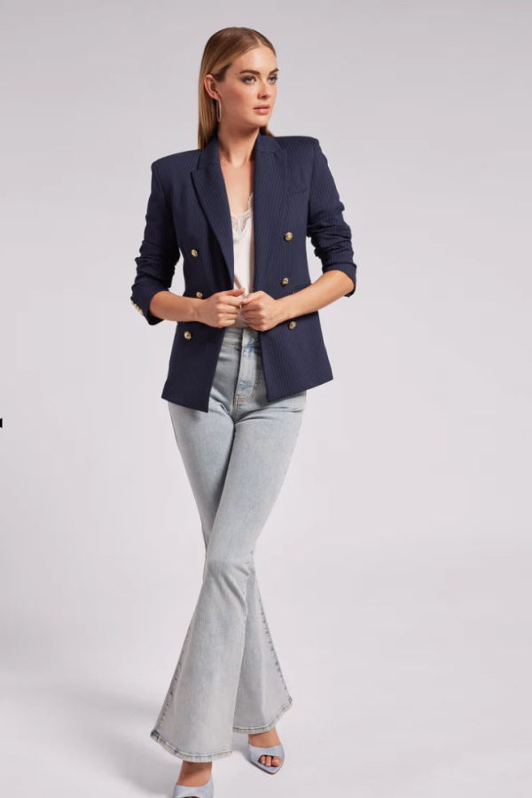 Generation Love Finley Pinstripe Ponte Blazer - Navy