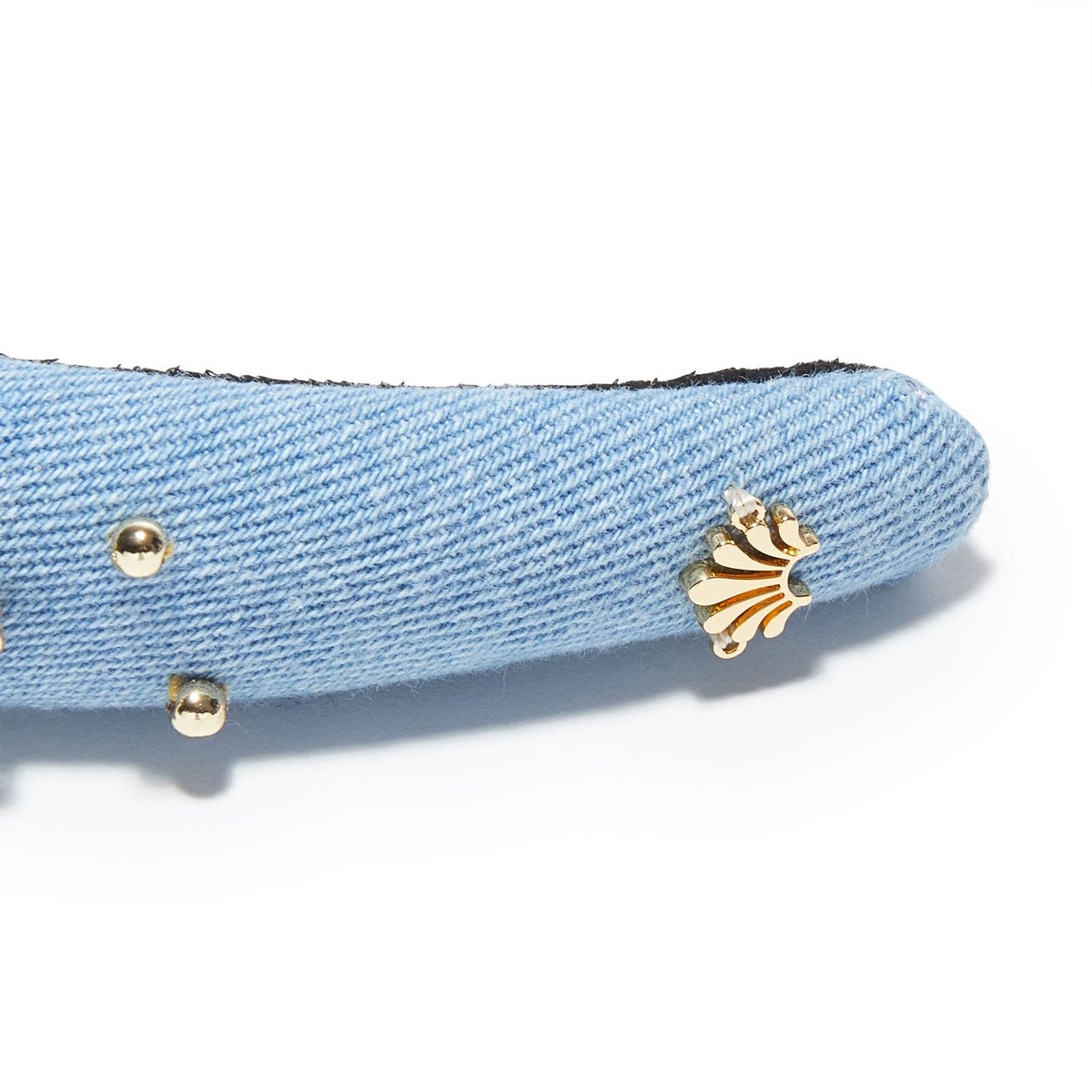 lele sadoughi headband LIGHT DENIM GEM BEZEL DENIM ALICE HEADBAND CRYSTAL ALICE HEADBAND | Bella Bridesmaids main image 4
