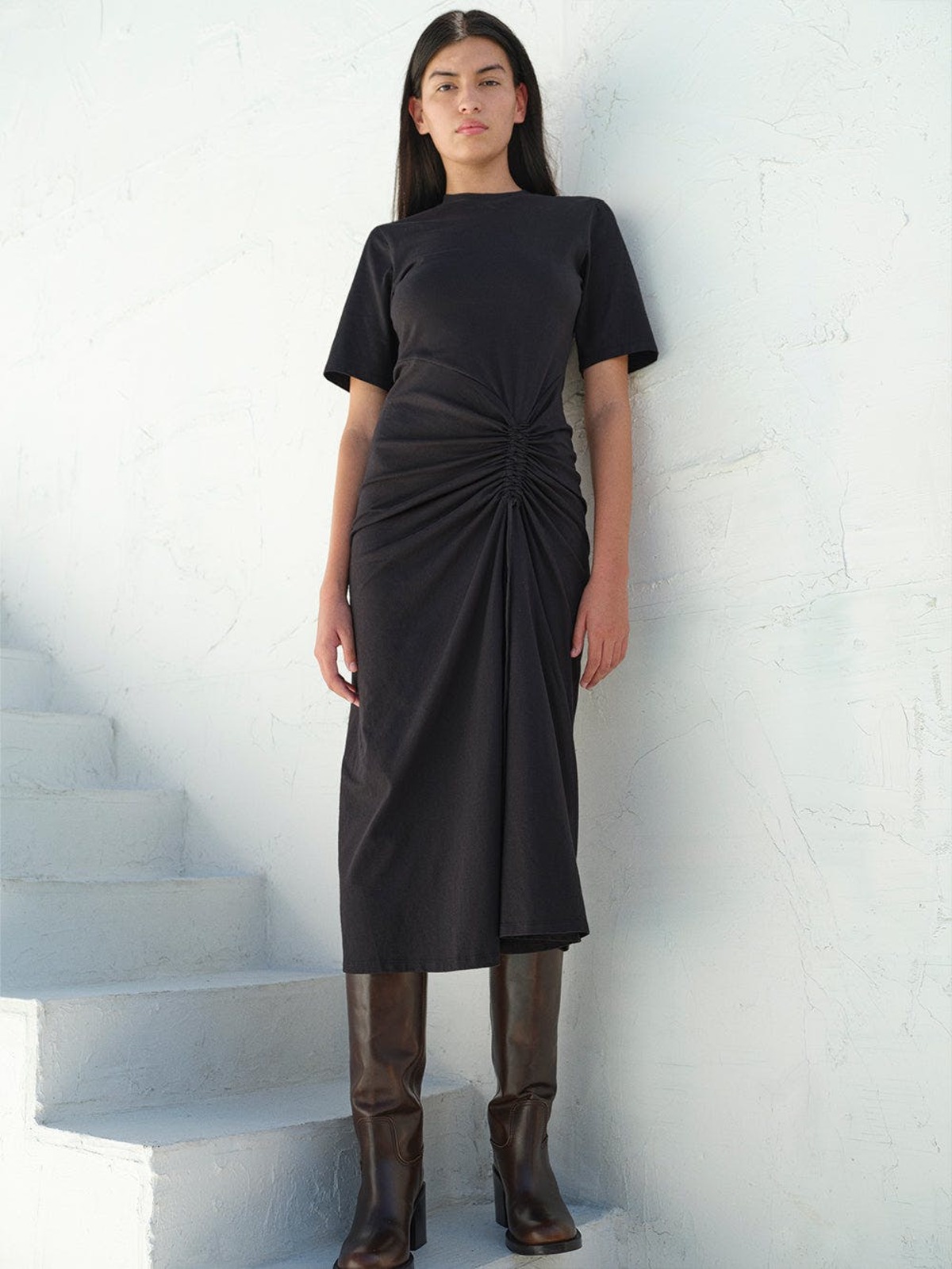 frame ruched front tie dress FRAME Denim Ruched Front Tie T shirt Dress