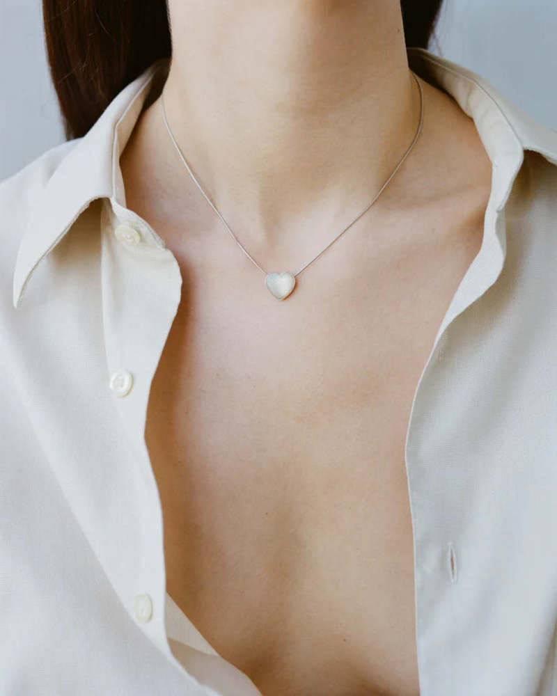 Annika Inez Pearl Heart Necklace - Silver | Garmentory
