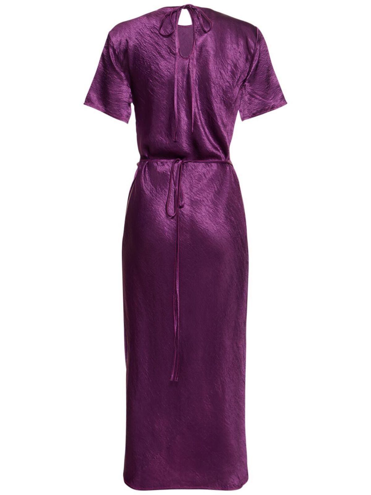 Acne Studios Satin Short Sleeved Midi Wrap Dress - Purple | Garmentory