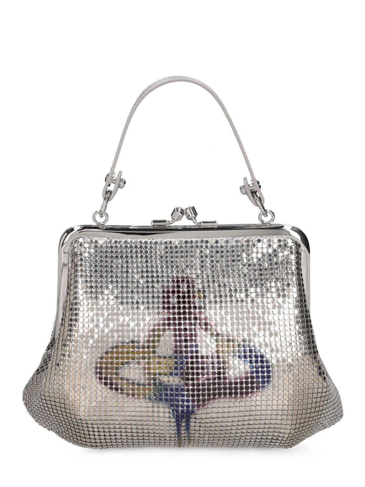 Vivienne Westwood Granny Frame Metallic Top Handle Bag - Silver