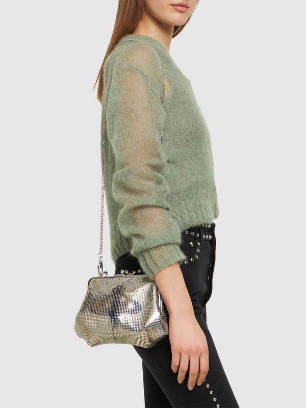Vivienne Westwood Granny Frame Metallic Top Handle Bag - Silver