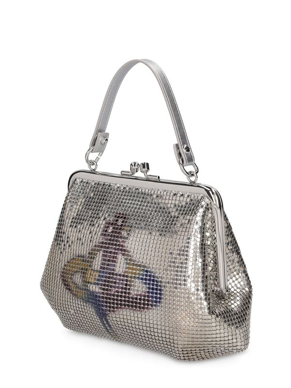 Vivienne Westwood Granny Frame Metallic Top Handle Bag - Silver