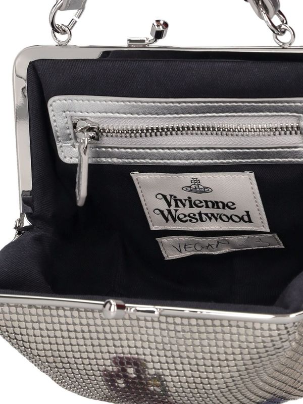 Vivienne Westwood Granny Frame Metallic Top Handle Bag - Silver