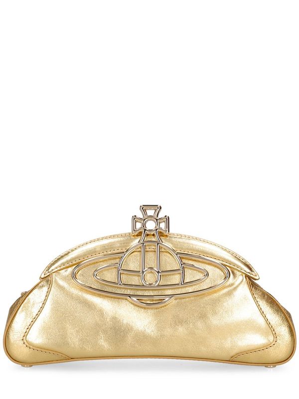 【美品・激レア】Vivienne Westwood ゴールド ハンドバッグ肩掛可 Vivienne Westwood Amber Leather Clutch - Gold | Garmentory