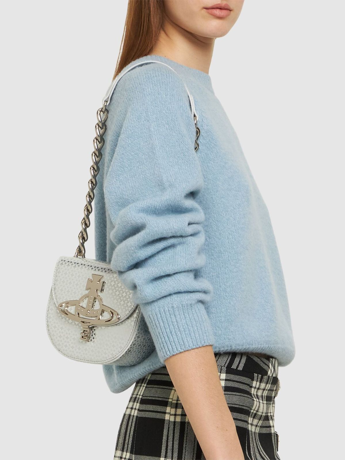 Vivienne Westwood Sofia Saddle Leather Shoulder Bag - Silver 