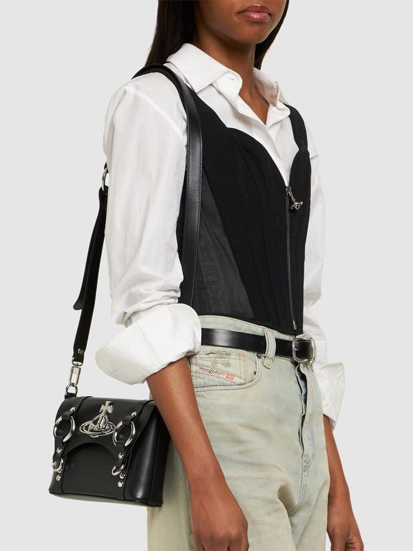 Vivienne Westwood Kim Smooth Leather Crossbody Bag - Black