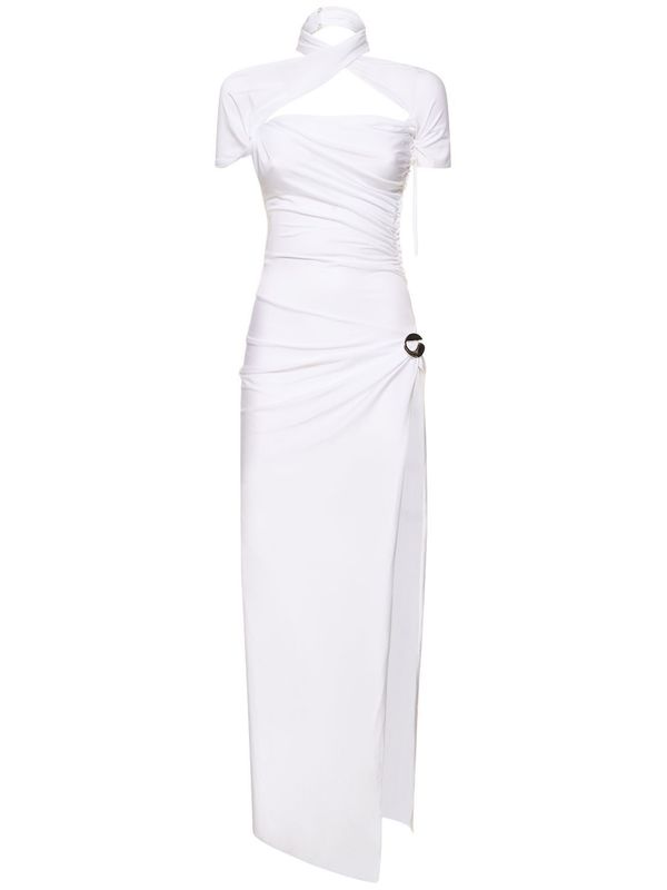 Coperni Jersey Draped Long Dress - White | Garmentory