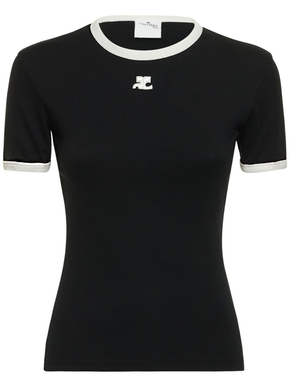 ★Courreges★ Signature Contrast Short Sleeve T-Shirt Black SIGNATURE CONTRAST T-SHIRT - courrèges