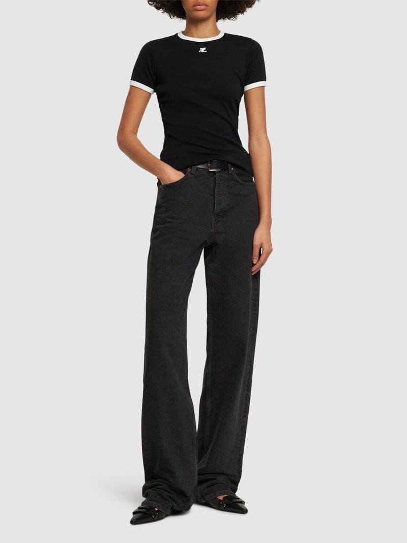 ★Courreges★ Signature Contrast Short Sleeve T-Shirt Black SIGNATURE CONTRAST T-SHIRT - courrèges