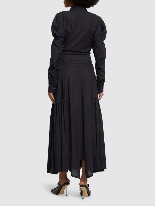 Vivienne Westwood Ls Kate Lace Up Poplin Midi Dress - Black | Garmentory