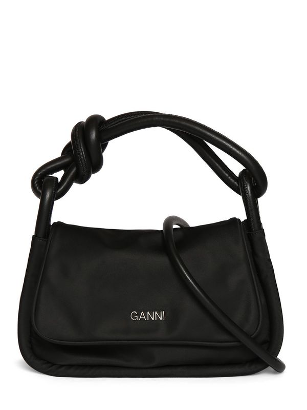 Ganni Knot Flap Over Shoulder Bag - Black | Garmentory