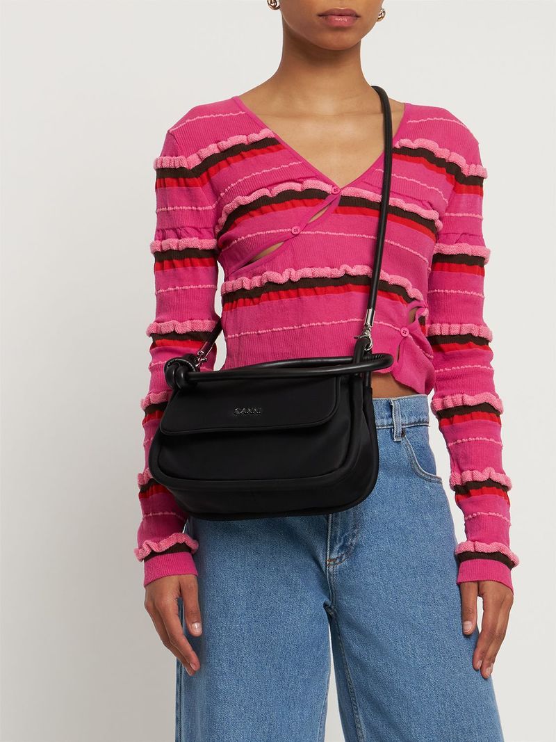 Ganni Knot Flap Over Shoulder Bag - Black | Garmentory