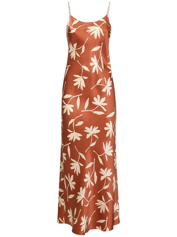 Chloe Printed Silk Satin Long Dress Garmentory