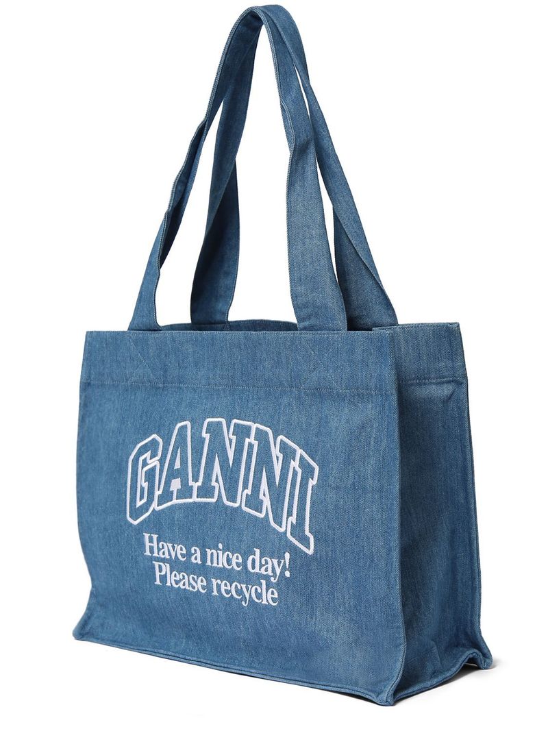 Ganni Large Easy Denim Tote Bag - Blue | Garmentory