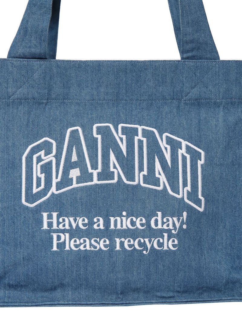 Ganni Large Easy Denim Tote Bag - Blue | Garmentory