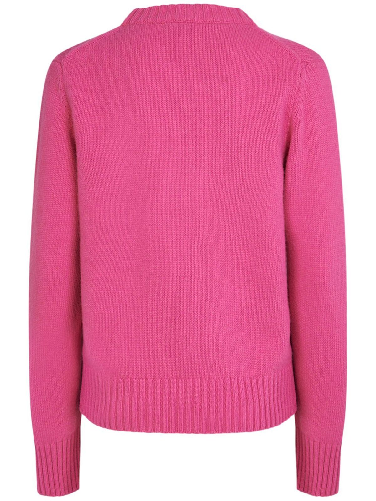 Ganni Flower Logo Intarsia Wool Blend Sweater Pink