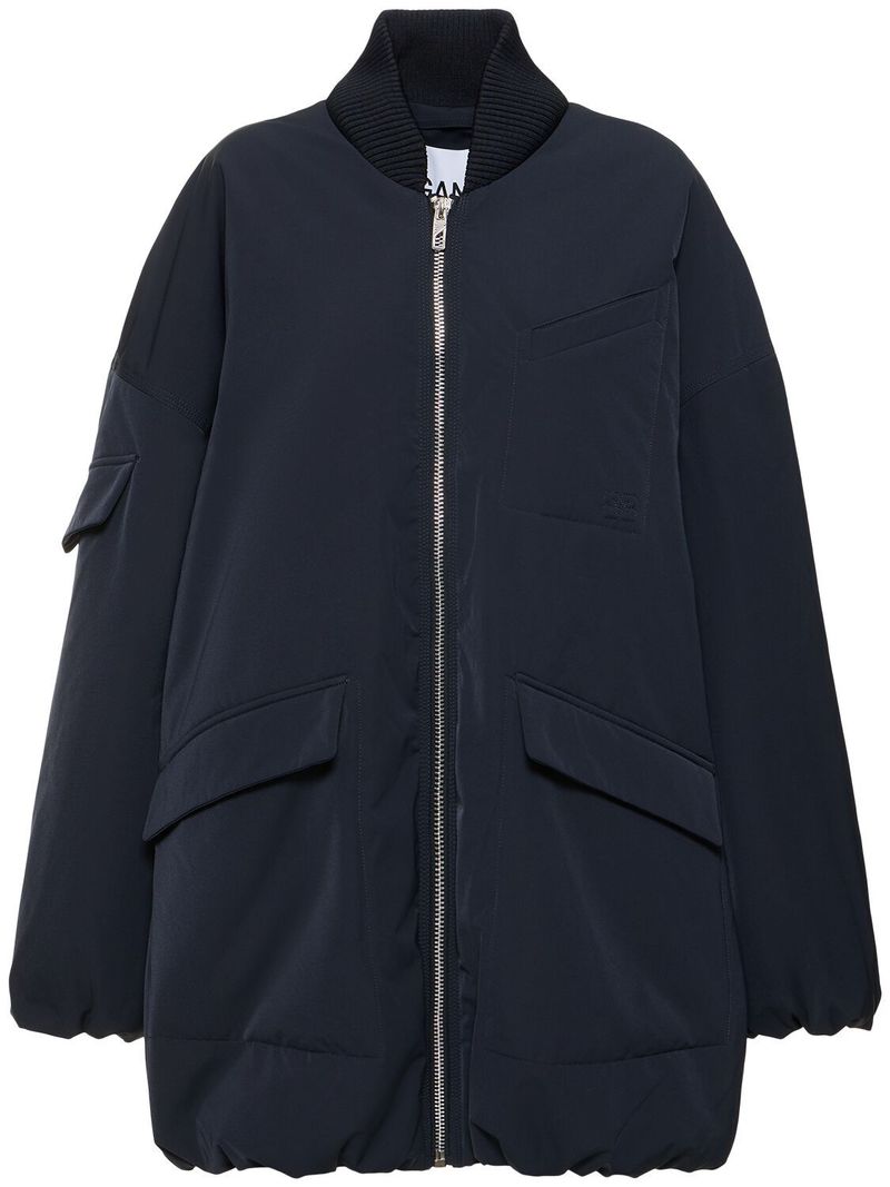 Ganni Light Twill Oversized Bomber Jacket - Blue | Garmentory