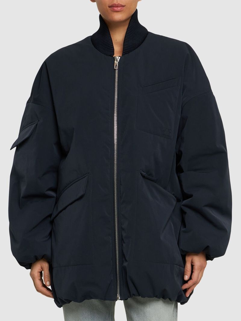 Ganni Light Twill Oversized Bomber Jacket - Blue | Garmentory