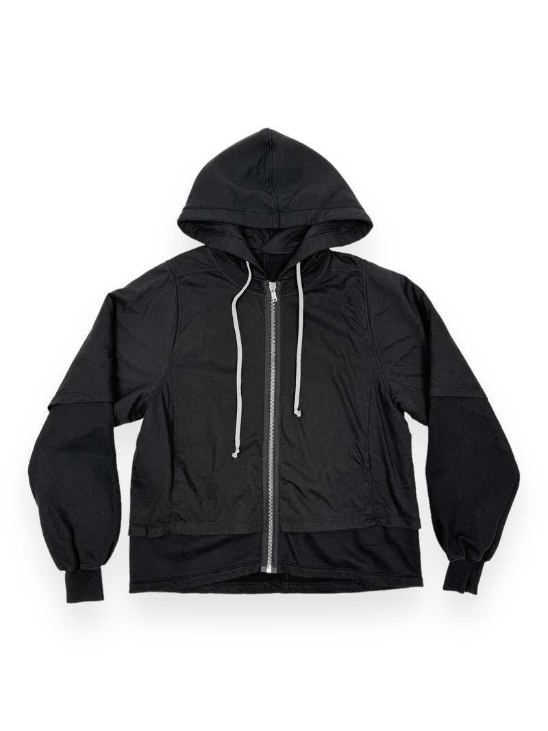Rick Owens Zipped Hustler Hoodie - Black | Garmentory