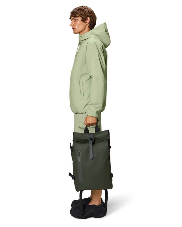 Rains Olive Green Roll-Top Backpack RAINS Trail Rolltop Backpack Green at CareOfCarl.com main image 2